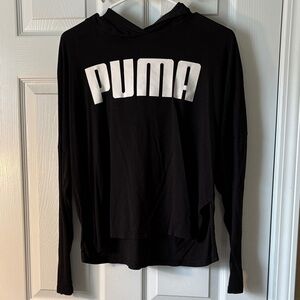 Puma Black Lightweight Performance Hoodie with Side Slits - Size Medium